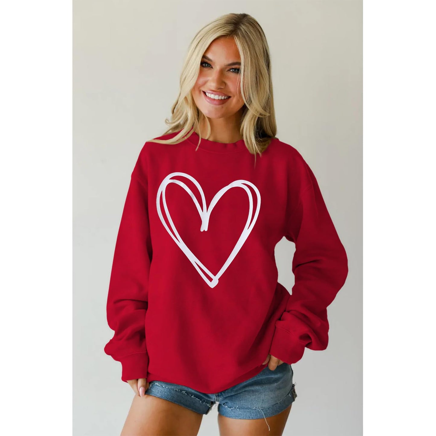 Mommy And Me Valentine'S Day Sweatshirt Love Heart Graphic Family Matching Pullover Casual Long Sleeve Shirt Tops (Mom-Red, X-La