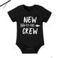 Fommy Baby Boy Clothes New To The Crew Letter Print Short Sleeve Romper+Long Pants+Stripe Hat 3Pcs Outfits Set 6-9 Months