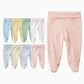 Teach Leanbh Infant Baby 3 Pack Footed Pants Cotton High Waist Casual Leggings (6 Months, D)