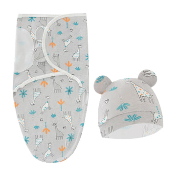 ATORSE Newborn Swaddle Wraps Wrap Hat Babies Infant Blanket for Newborn Girls Gifts Gray Giraffe|Baby | Nursery Bedding | Sleepi