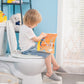 Round Toilet Seat With Built In Potty Training Seat, Slow Close, Easy Clean, Plastic, White