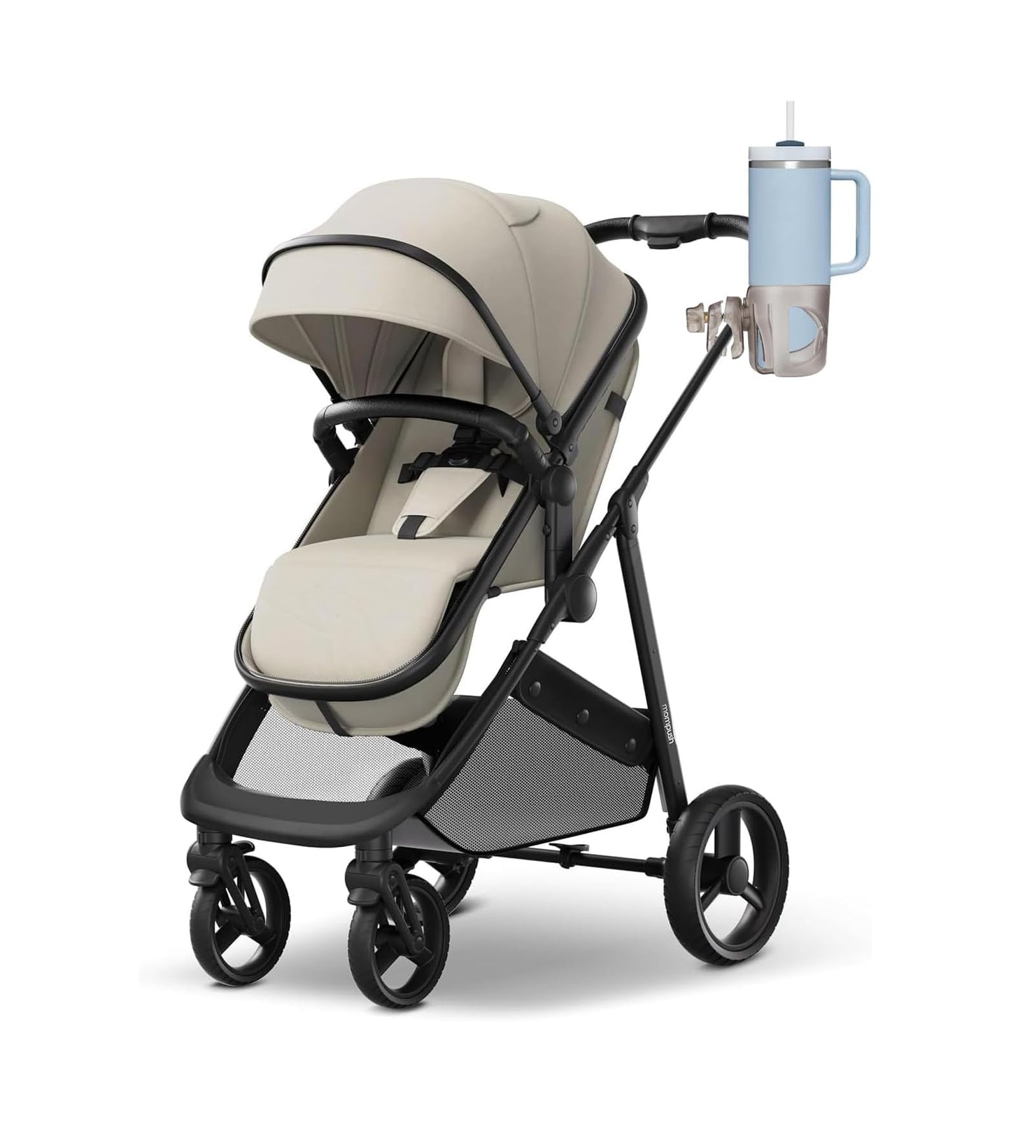 New Cup Holder Compatible With Mompush. A Solid Super Secure Fit. 360 Degrees Rotatable. Anti-Shake Spill Resistant. (Transparen