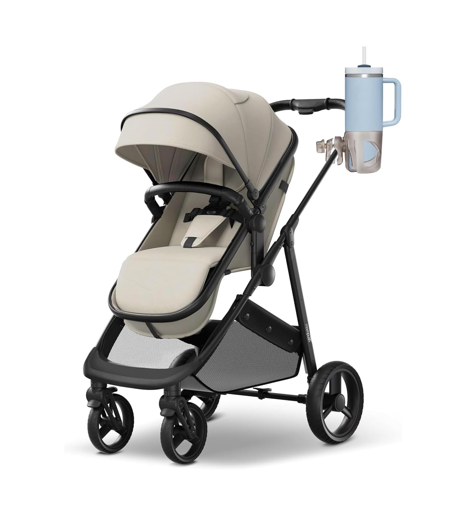 New Cup Holder Compatible With Mompush. A Solid Super Secure Fit. 360 Degrees Rotatable. Anti-Shake Spill Resistant. (Transparen