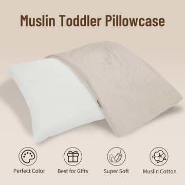 Toddler Pillowcases For 14'X20' Pillow 2 Pack, Muslin Small Toddler Baby Kids Travel Pillow Covers For Boys Girls With Envelop