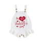 KtwHarnu Newborn Baby Girl Valentines Day Outfit Knitted My First Valentines Romper Ruffle Sleeveless Knit Sweater Bodysuit (Whi