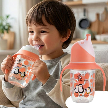 R For Rabbit Penguin Spout Sipper Cup 180 Ml Bottle, Pp Spout Sipper For Kids Age Of 1 + Year  Orange