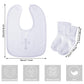 Jiuguva 4 Pcs Baptism Bibs And Socks Set Christening Bib For Baby White Embroidered Cross Baptism Outfit For Boy Girl (6-12Month
