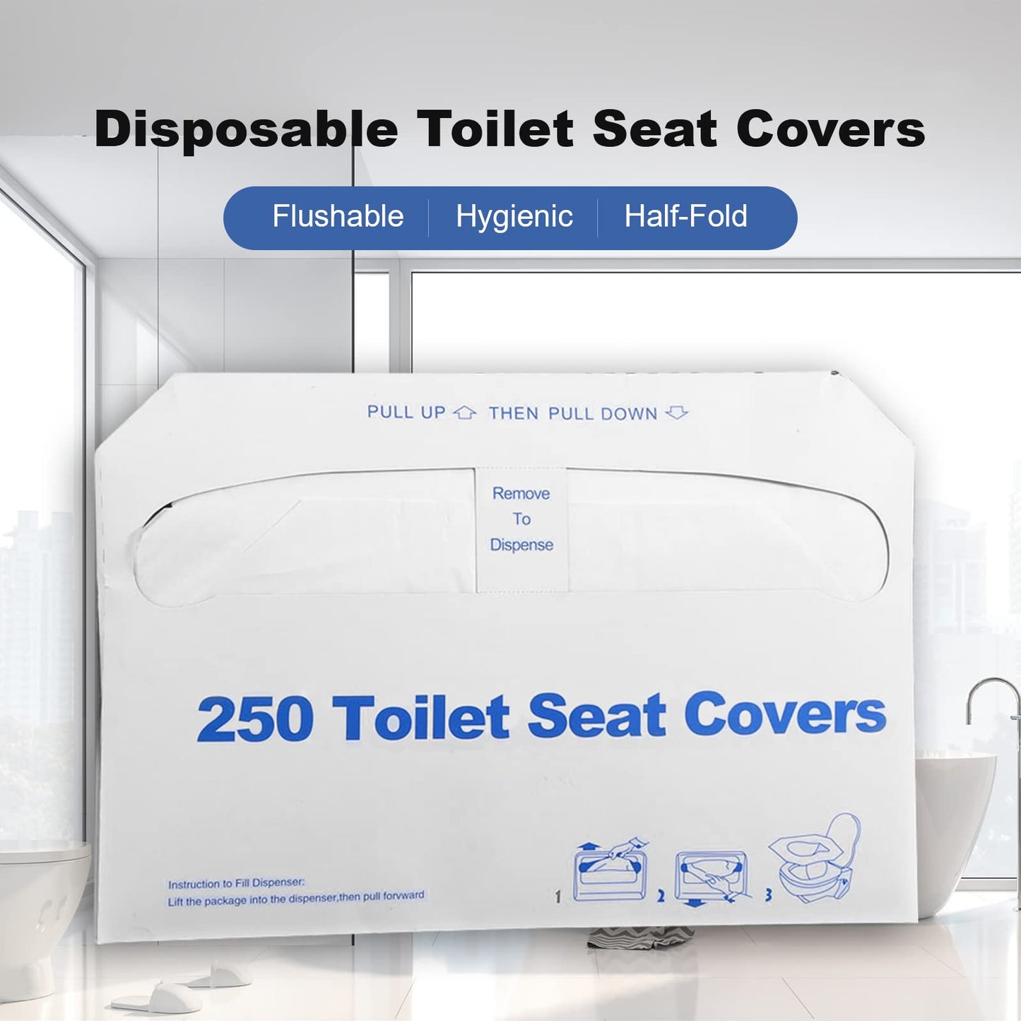 Toilet Seat Covers Disposable, 250 Pcs Flushable Disposable Toilet Seat Covers, Half-Fold Paper Toilet Liners For Travel, Airpla