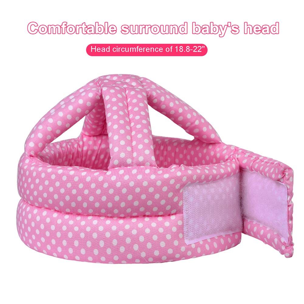 Toraso Baby Helmet & Baby Knee Pads For Crawling,Infant Helmet & Walking Baby Helmet,For Age 6-36 Months,Pink Dots(A)