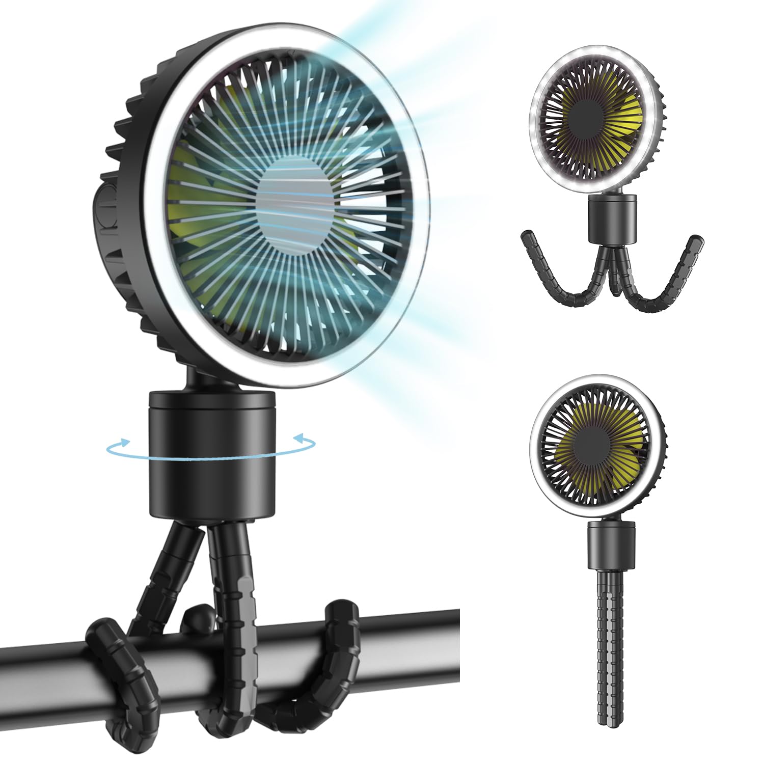 ?Automatic Oscillating & Up to 60 Hours of Continuous Usage?Small Rechargeable Tabletop Fan, Stepless Adjustable Air Flow, Built