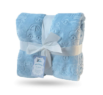 eYone Receiving Warm Fleece Baby Blanket and Fluffy Embossed for Babies from Newborn, 75 * 100 cm (blue)