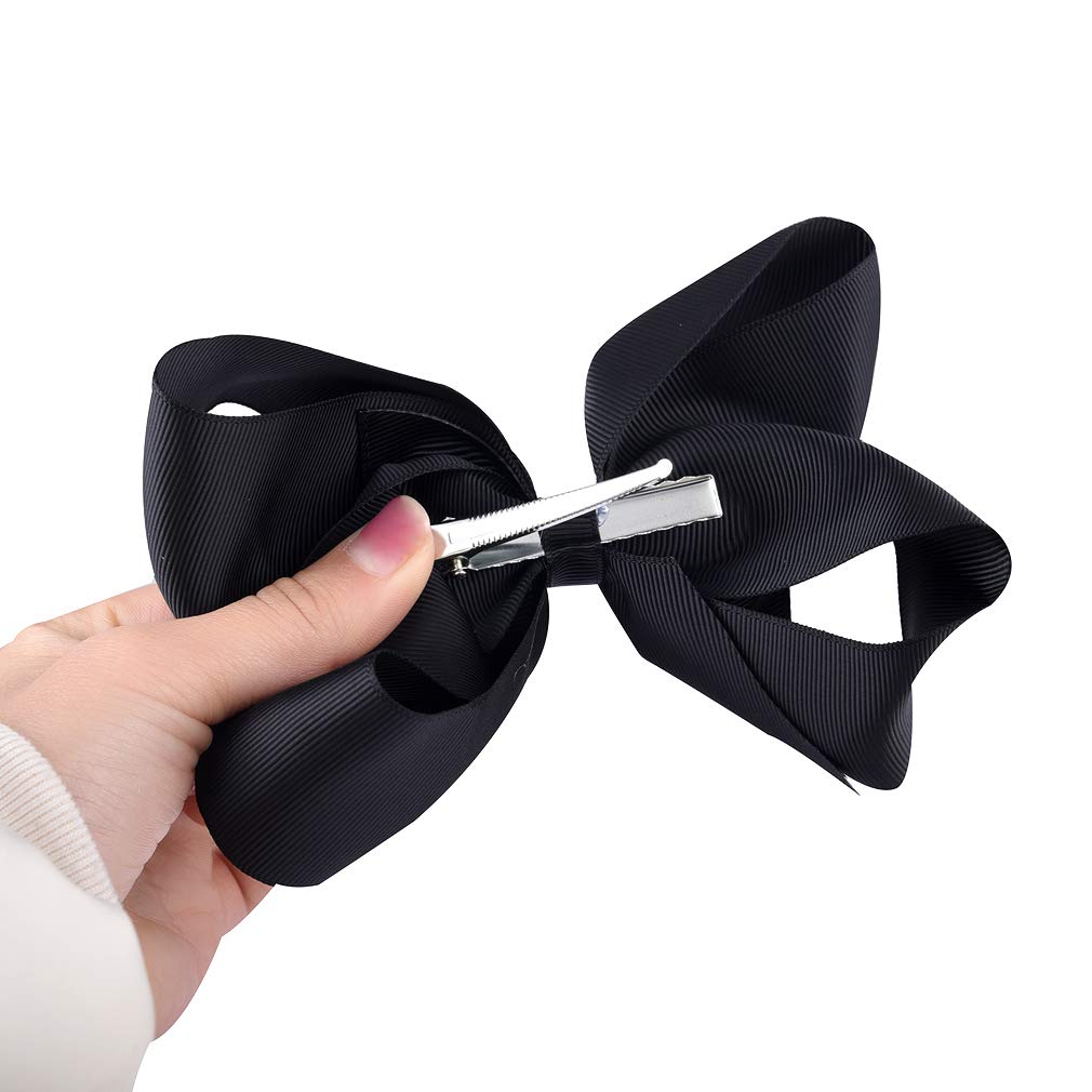 Deeka 2 Pcs 6' Big Hand-Made Grosgrain Ribbon Solid Color Hair Bows Alligator Clips Hair Accessories For Little Teen Toddler Gi