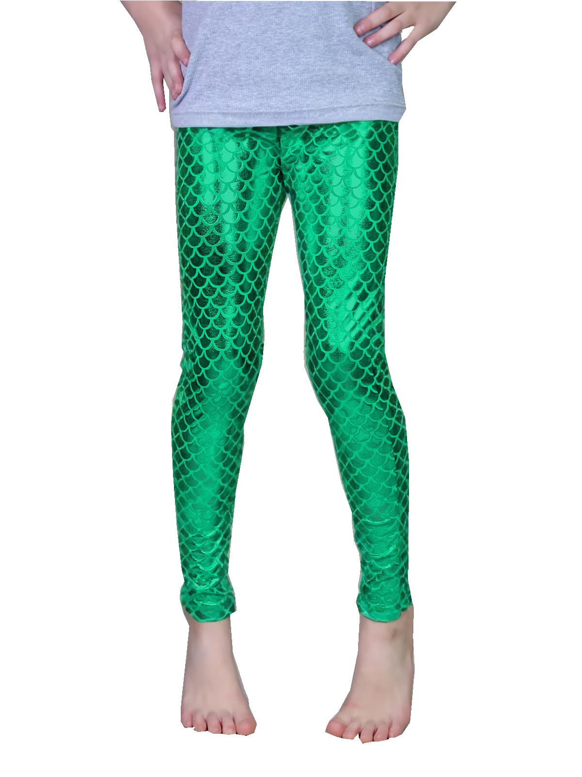 Frogwill Little Girls Mermaid Scale Leggings Fish Pants 78 Years Green