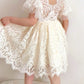 2Bunnies Girl Paisley Lace Back A-Line Tutu Tulle Party Flower Girl Dress (All Lace Flutter Sleeve Knee-Ivory, 7/8)