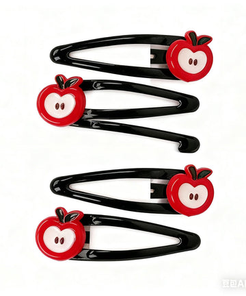 Apple Bow Clips Baby Girls Fruit Hair Pin Apple Hair Clips Baby Fruits Ribbon Bows BBG88 (Set-I)