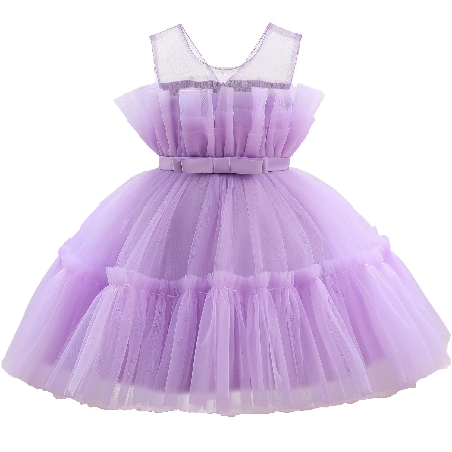 Flower Baby Girl Lace Dress Toddler Tulle Sleeveless Bow Princess Party Wedding WBBAPB09SM4DMCV