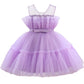 Flower Baby Girl Lace Dress Toddler Tulle Sleeveless Bow Princess Party Wedding Pageant Bridesmaid (Purple042.3-4 T)