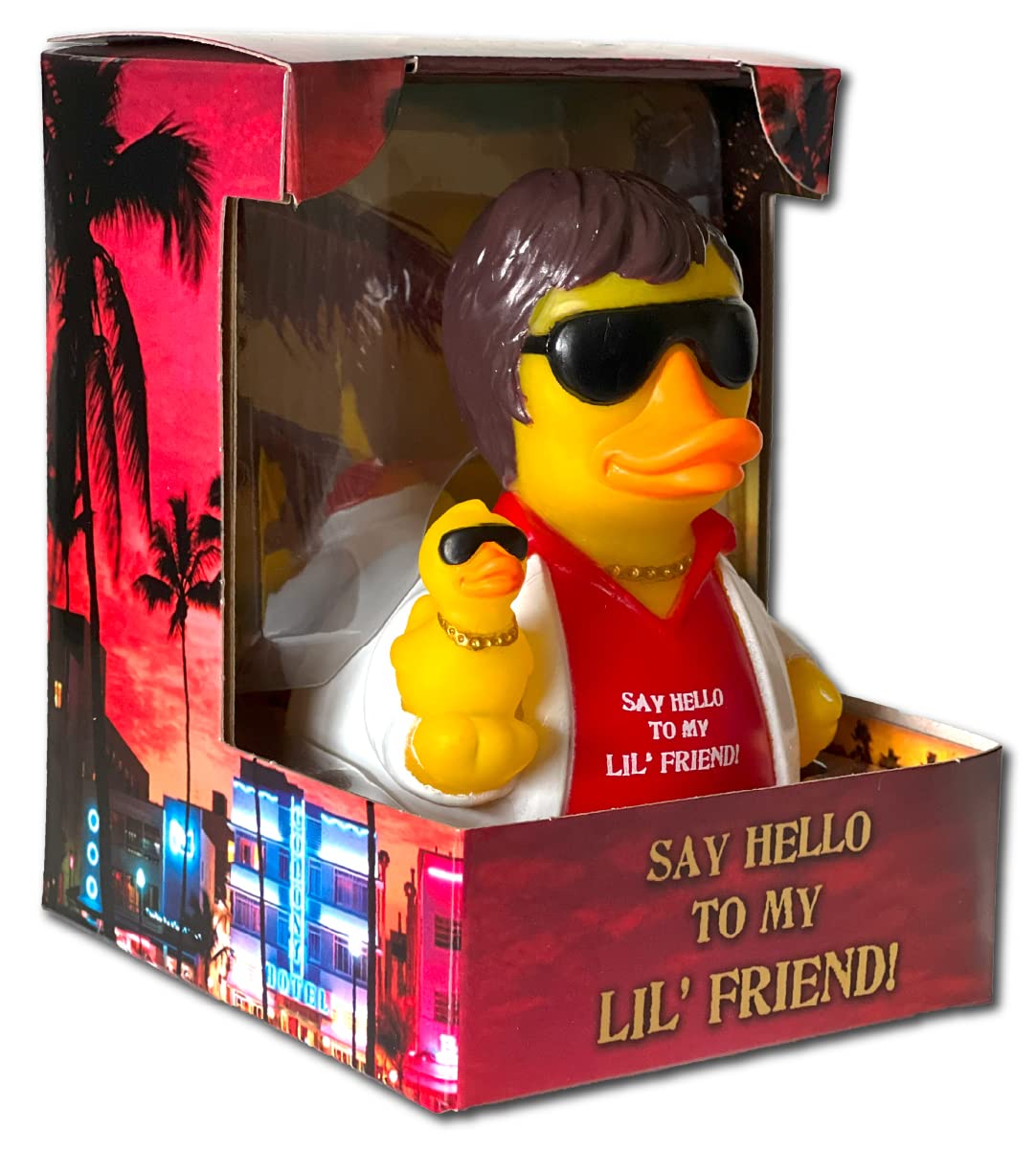 CelebriDucks - Say Hello to My Lil Friend - Floating Rubber Ducks - Collectible Bath Toy Gift for Kids & Adults of All Ages
