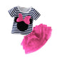 Mud Kingdom Cute Toddler Girl Outfits 3T Red Summer Stripe