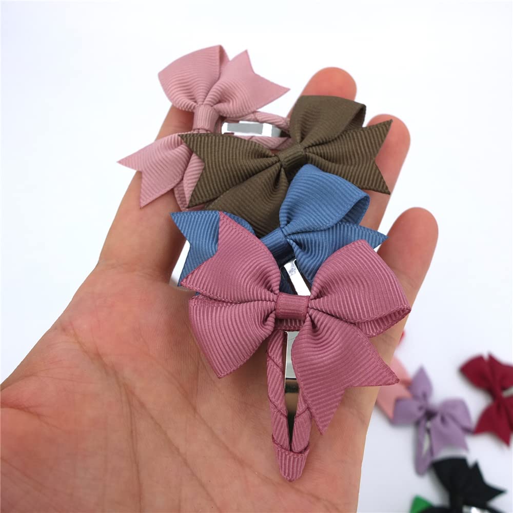 Baily 24 Colors Small Pinwheel Hair Bow Snap Clip Fully Wapped For Baby Girl Toddler Hair Clips In Fringe Bangs (Pinwheel Bow Sn