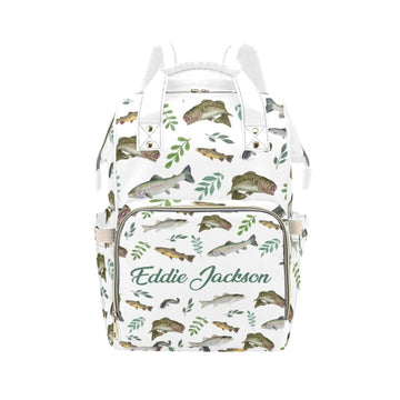 Custom Diaper Bag Backpack for Women, Personalized Name Nursing Mommy Daypack, Diaper Bag for Girls Boys, New Mom Gifts (Fish)