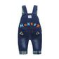 Kidscool Space Baby Boy Girl Jean Overalls,Toddler Denim 3D Monkey Dungarees Pants,Blue,3-6 Months