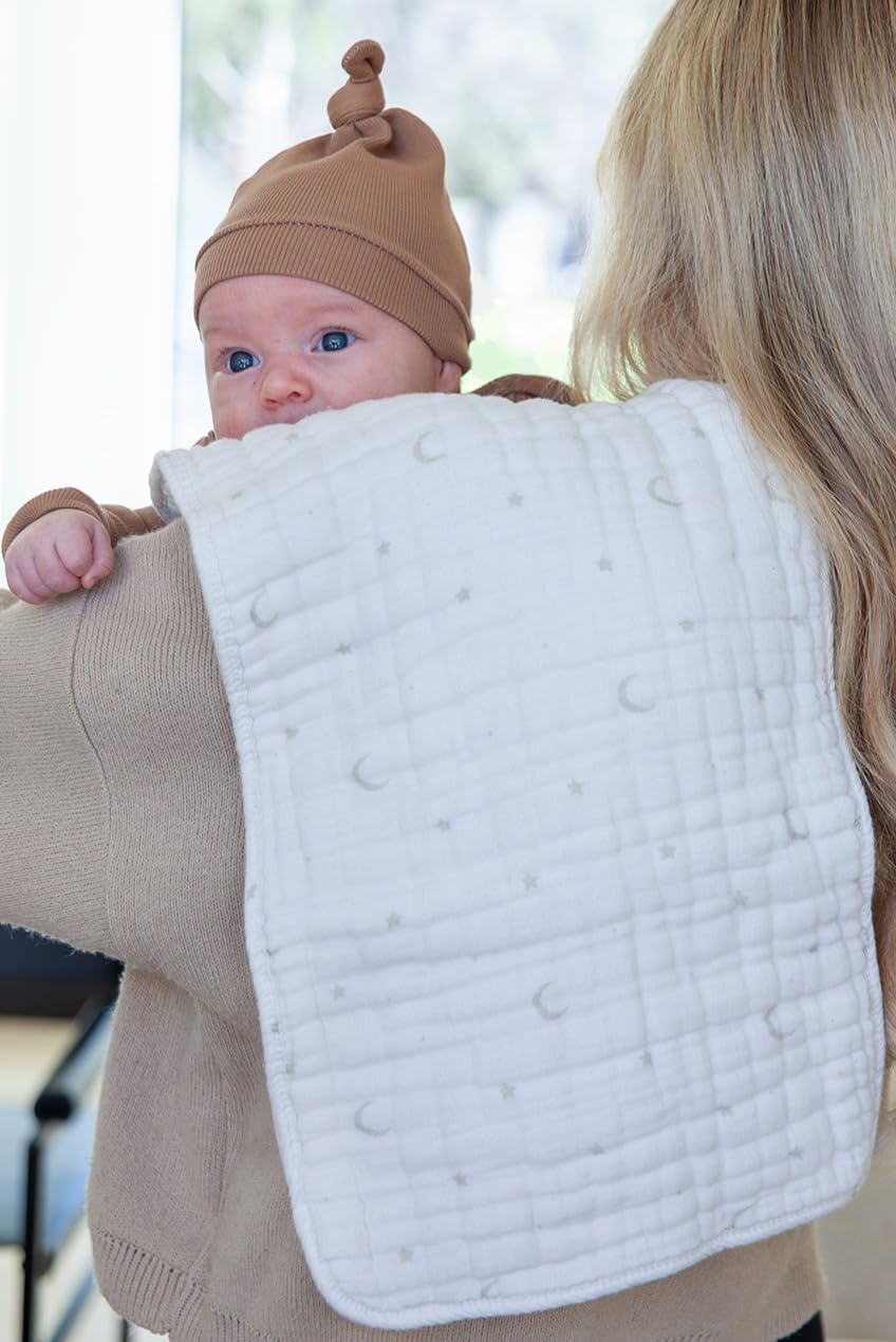 Nana Baby Burp Cloths | 100% Organic Muslin Cotton | Set Of 3 (Ivory/Oatmeal)