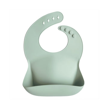 mushie Silicone Baby Bib | Adjustable Fit Waterproof Bibs (Cambridge Blue)