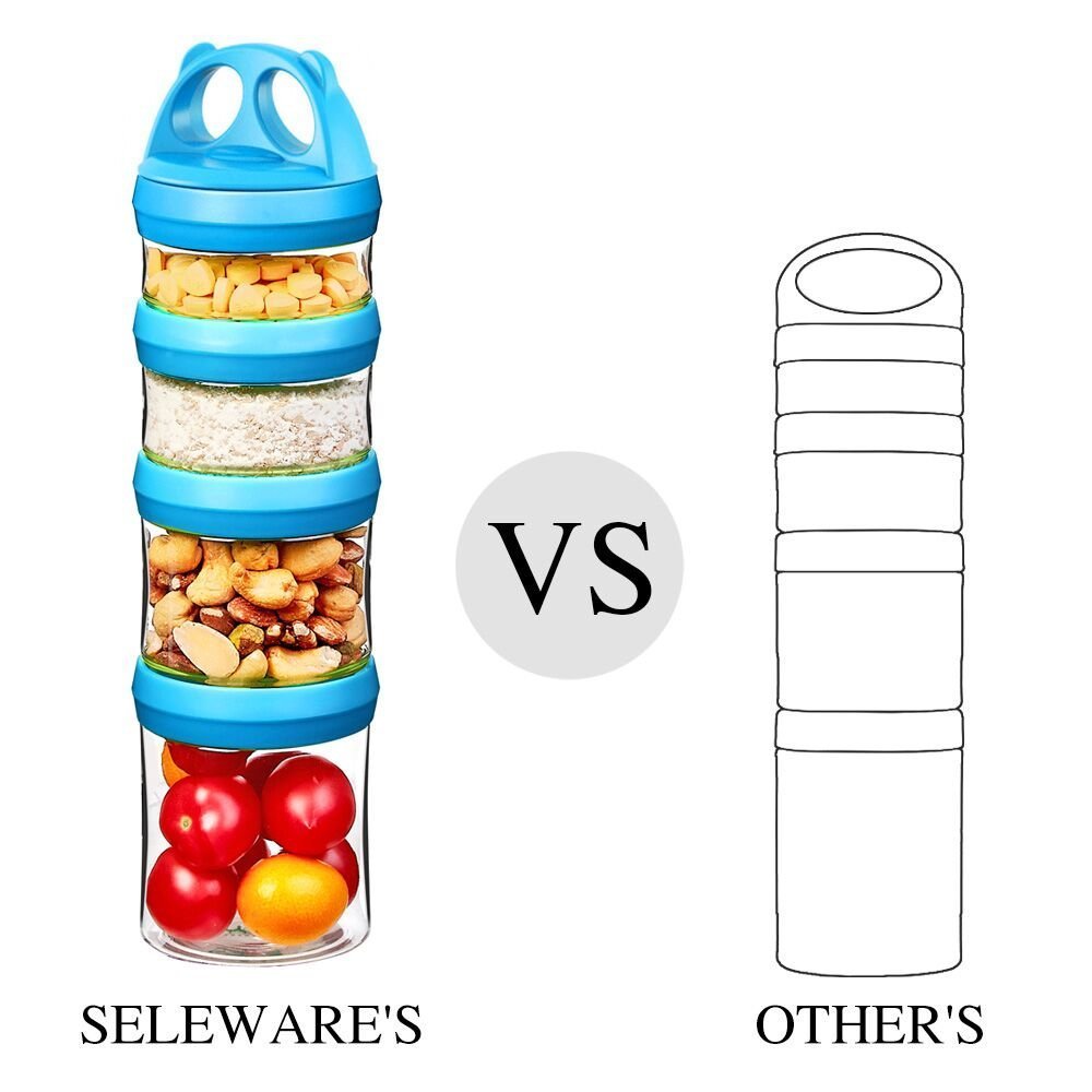Seleware Portable Stackable Food Storage Containers For Snacks Formula Powder And Drinks Twist Lock System Airtight Leak-Proof B
