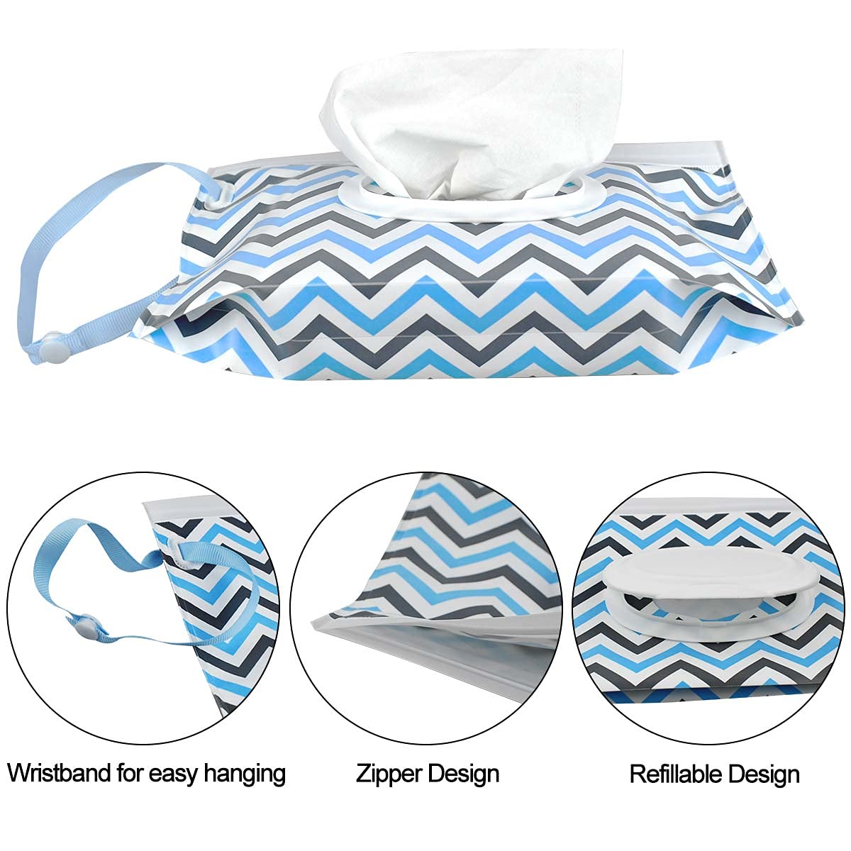 3 Pack Baby Wipes Dispenser Portable Wet Wipe Dispenser Bag Reusable Travel Baby Wipes Container Refillable Wet Wipe Carrying Ca