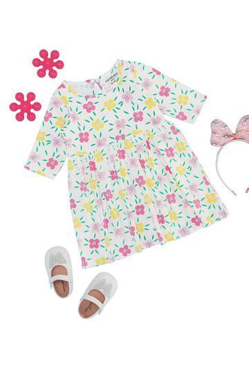 Pantaloons Baby Girls OffWhite Dress Regular Fit,Snow White,912 M