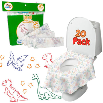 Dinosaur Disposable Toilet Seat Cover For Kids 20 Pack, Extra Large, Waterproof & Individually Wrapped, Toddler Toilet Cover For