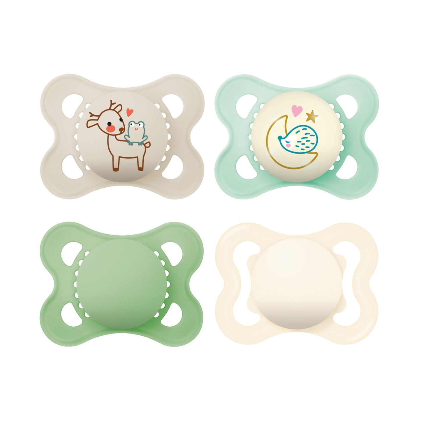 Mam Variety Pack Baby Pacifier, Includes 3 Types Of Pacifiers, Nipple Shape Is Developed With Dentists, 0-6 Months, Unisex, 4 Co