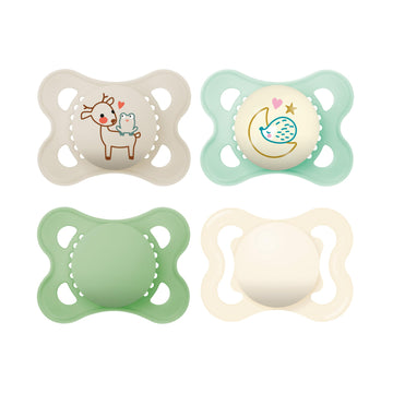 Mam Variety Pack Baby Pacifier, Includes 3 Types Of Pacifiers, Nipple Shape Is Developed With Dentists, 0-6 Months, Unisex, 4 Co