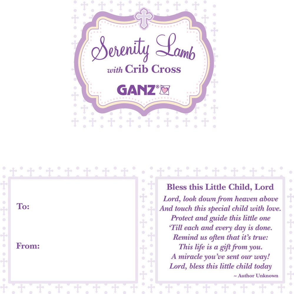 Ganz Serenity Lamb With Crib Cross Christening Or Baptism Gift, Pink