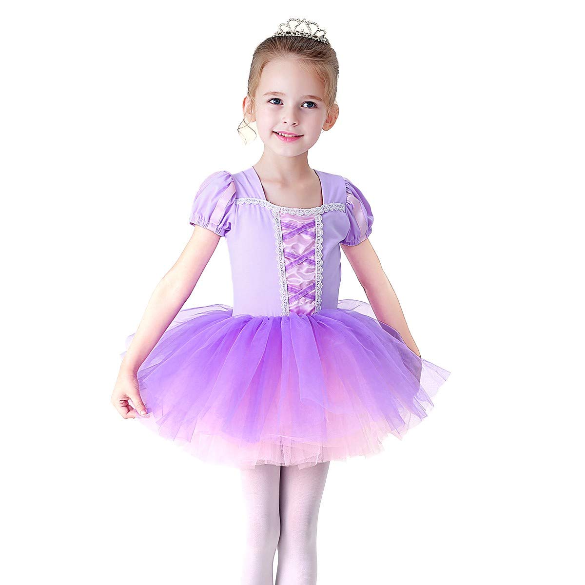 DYMCII Baby Girls Sofia Princess Ballet Dress Short Sleeve Leotards Skirted Tutu Halloween Christmas Party Fancy Costume 3T