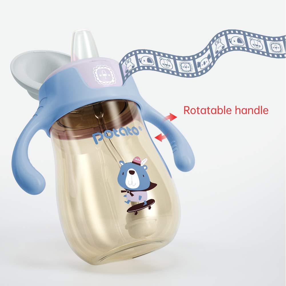 Potato Sippy Cups For Toddlers With Straw Spill Proof, Ppsu Learner Cup With Handle For Boy, Water Bottle For Baby 6 Months With