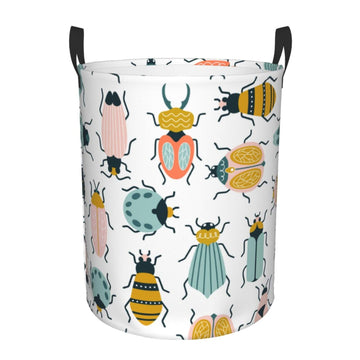 Pevtufa Colorful Insects Foldable Laundry Basket Organizer,Fabric Clothes Toy Storage Basket Nursery Hamper Storage Bin For Hous