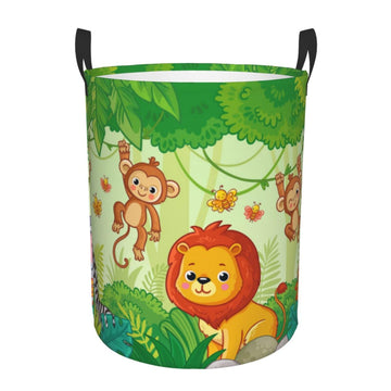 Pevtufa African Animals In The Jungle Foldable Laundry Basket Organizer,Fabric Clothes Toy Storage Basket Nursery Hamper Storage