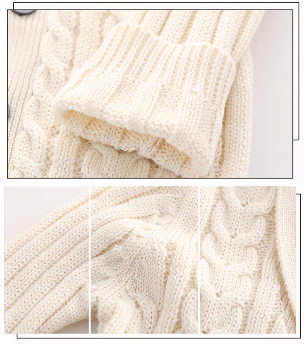 Feidoog Infant Baby Boys Cardigan Crochet Sweater V-Neck,Toddler Knit Button Up Knitted Pattern Pullover Sweatshirt,Beige,6-12M