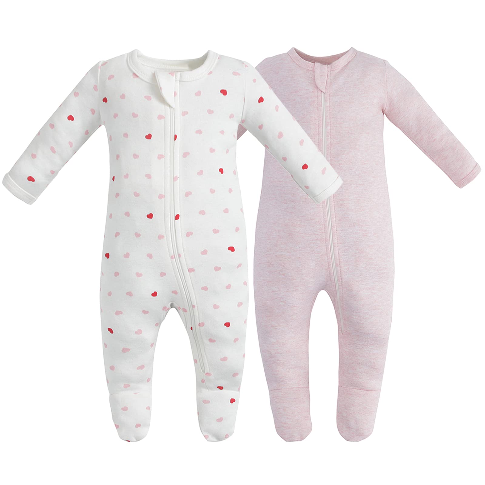 Owlivia Organic Cotton Baby Pajamas, Boys Girls 2 Pack Zip Front Sleep N Play, F WBBAPB07KPWVY5W