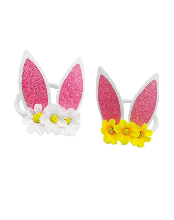 JustMyDress Cute Baby Girls Headband Bunny Rabbit Ears with Sequin Bows for Easter gift JHE01 (Flower-Yellow White)