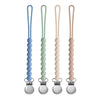 Pacifier Clip for Boys Girls - MORIBOX 4 Pack Paci Clip Soothie Baby Binky Holder for Shower Gift Birthday (Beige+Dbeige+Blue+Sa