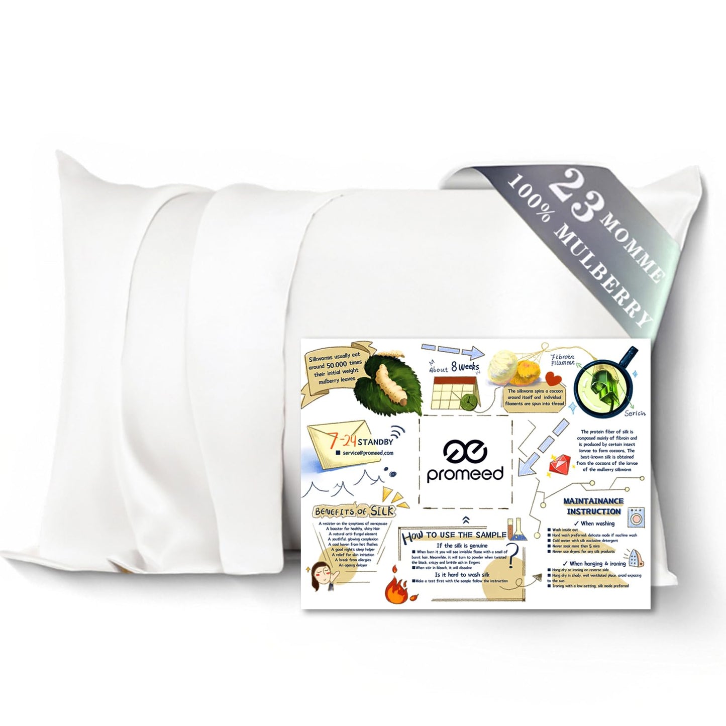 Promeed 100% Mulberry Silk Toddler Pillowcase 13 X 18, Premium Natural 23 Momme Real Silk Pillow Case Toddler/Travel Size With F