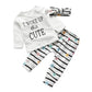 Kukitty 3Pcs Baby Girl Outfits Set I Woke Up This Cute Long Sleeve T-Shirt Tops Flowers Pants With Headband (12-18 Months)