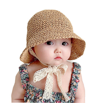 Little Girls Floppy Foldable Packable Wide Brim Summer Sun Hats Beach Straw Hat Baby Photography Straw Hats Khaki
