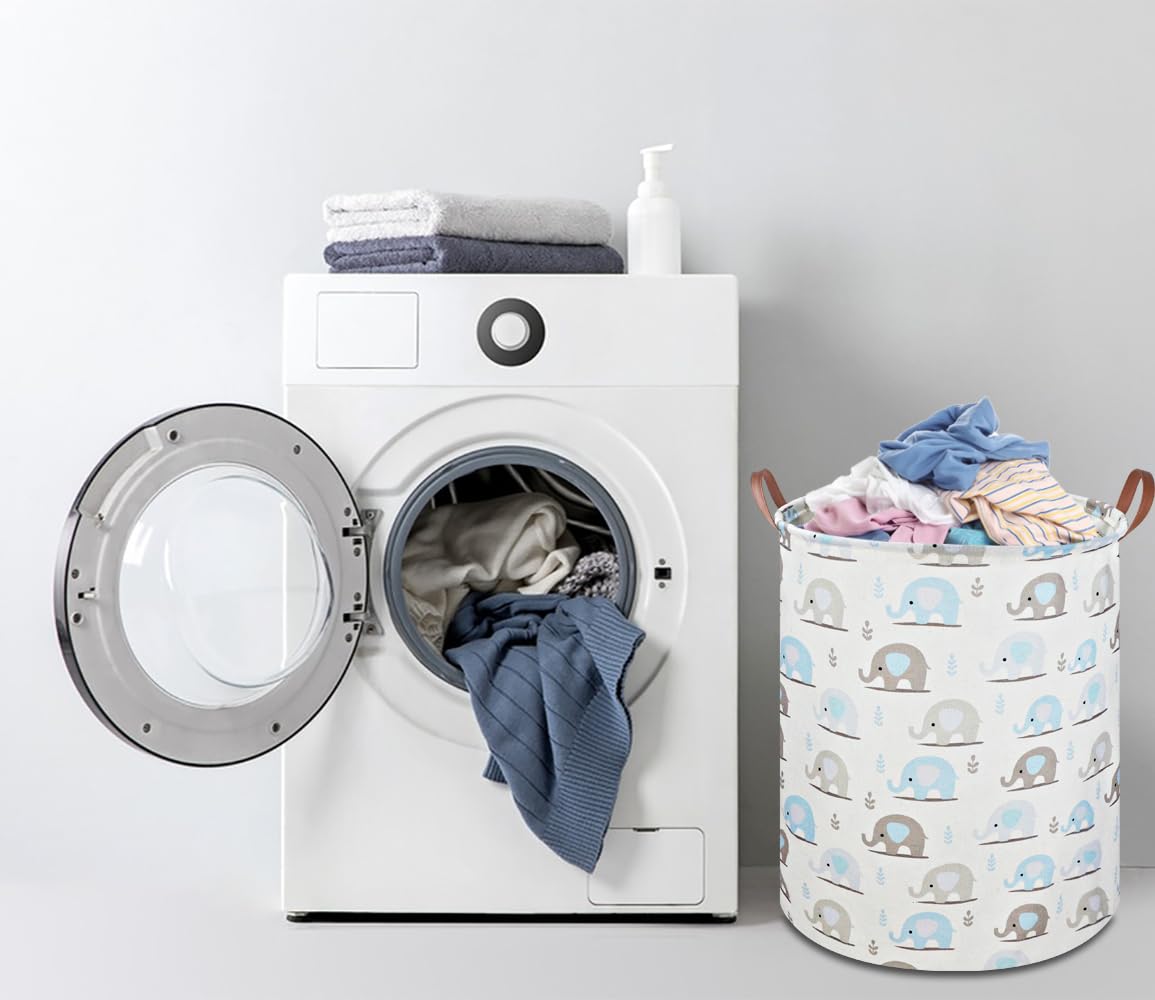 Ntaohamper Kids Laundry Hamper,Elephant Laundry Basket,Baby Boy Nursery Hamper,Waterproof Storage Bin For Bedroom,Clothes Organi