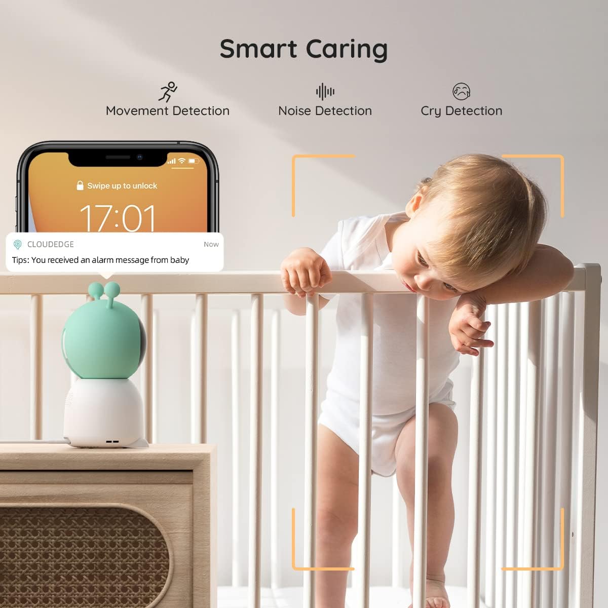 Boifun 2K Split-Screen 5 Inch Wi-Fi Baby Monitor With 2 Cameras, Colorful Night Light, Ai Motion & Sound & Humidity & Temp Detec
