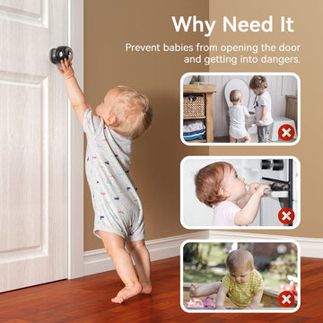 Eudemon 4 Pack Updated Door Knob Cover Baby Safety Door Lock Childproof Safety Cover Door Handle Cover For Kids Safety (Clear-Bl
