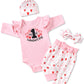 Fioukiay Newborn Baby Girl Valentine'S Day Clothes Infant Valentine'S Day Outfits Clothing Sets (Pink, Newborn)